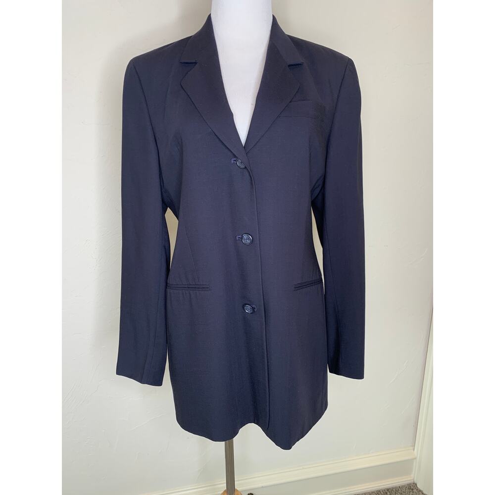 Hart Schaffner & Marx Navy Blue Blazer 100% Worsted Wool Sz 8